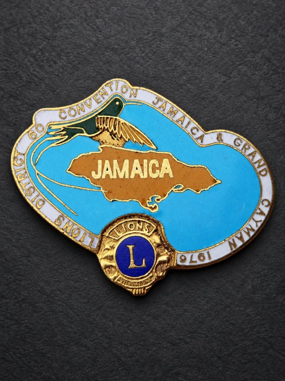 1976 Lions Club 20th Convention District 60 Jamaica Grand Cayman Delegate Pin